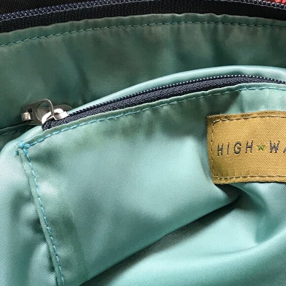 Highway Satchel Purse Tote Bag Large Approximately 18" by 14" Nylon Gray, Red - Picture 7 of 12